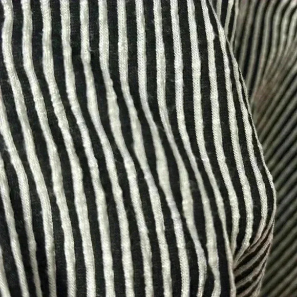 Caution To The Wind Ribbed Mock Neck Trapeze Dress Size Large Black/White Stripe - Picture 5 of 5